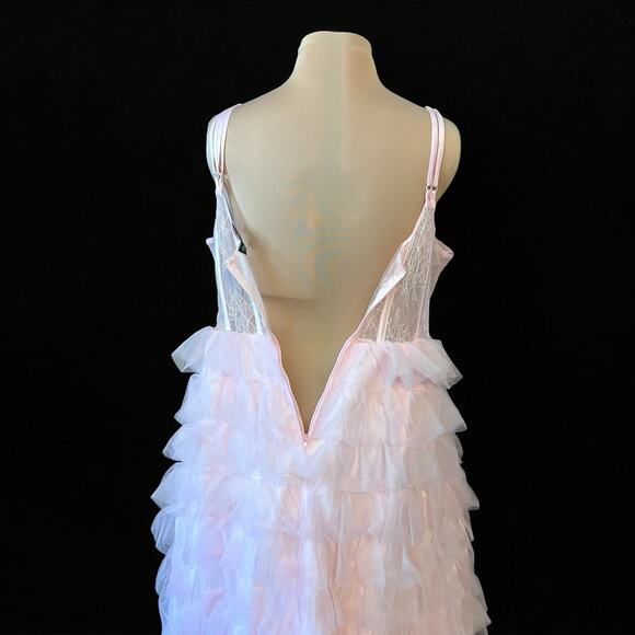 Crystal Doll "Juliet” Formal Gown Size 15 Lace Bodice Ruffle Skirt Baby Pink - Picture 10 of 12